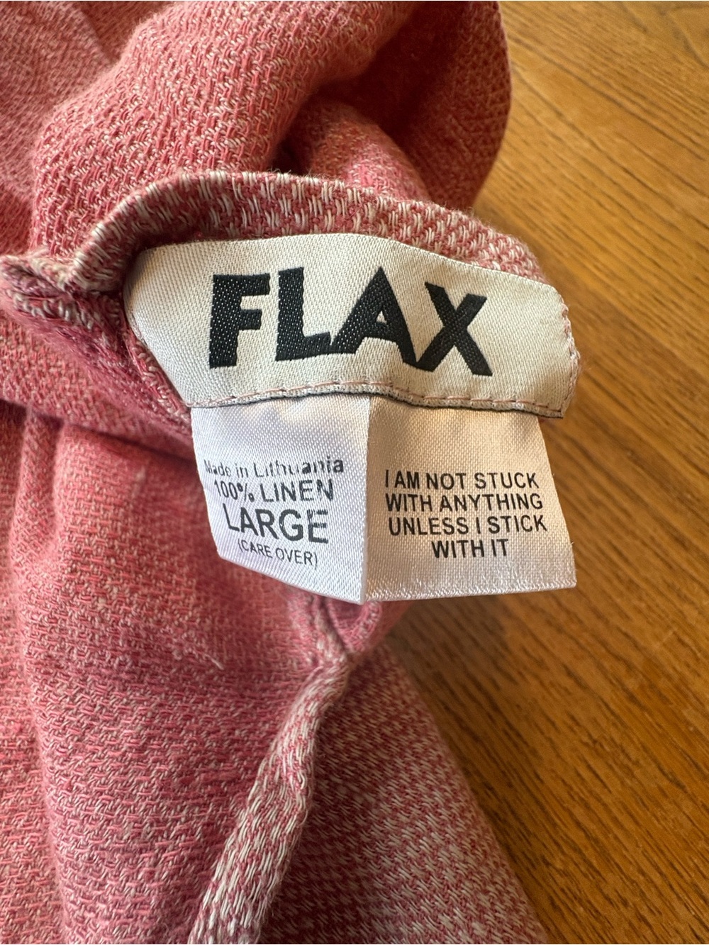 Flax Reversible Tunic Linen Lagenlook Pink Long Sleeve V Neck Button Top Size L - Picture 7 of 8